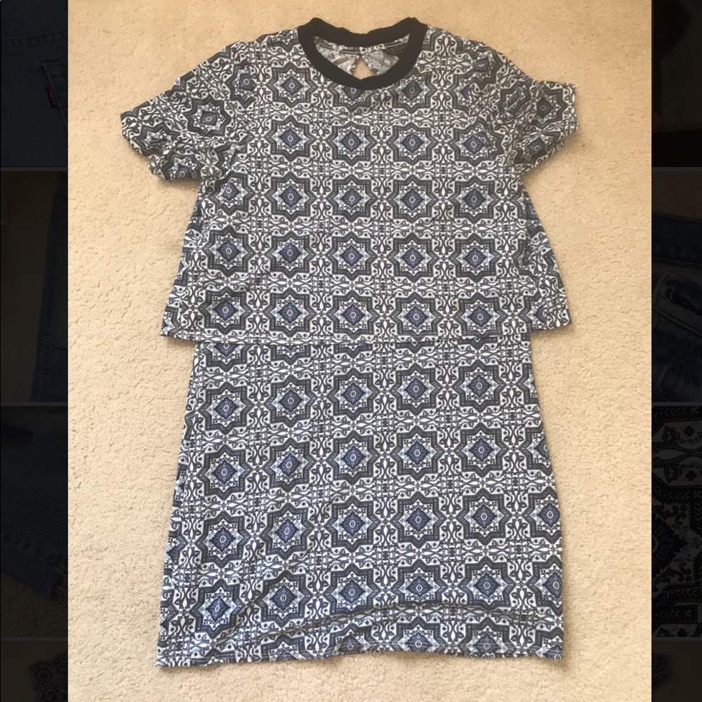 Topshop blue pattern mini dress